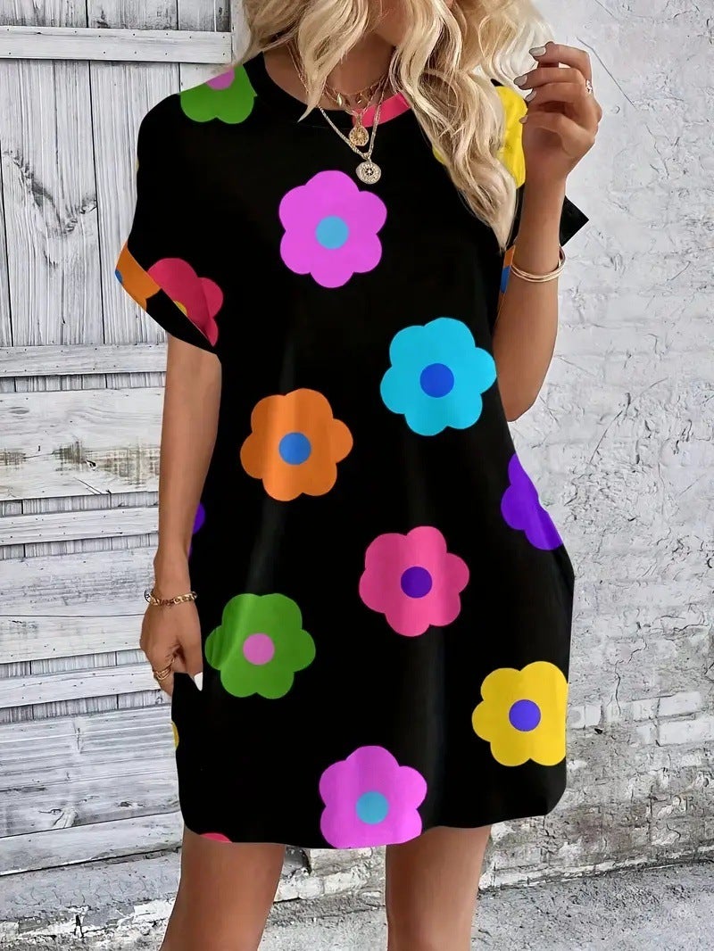 2025 New Wish Popular Women'S Flower Printing Short Sleeve Women'S T-Shirt - Image 2