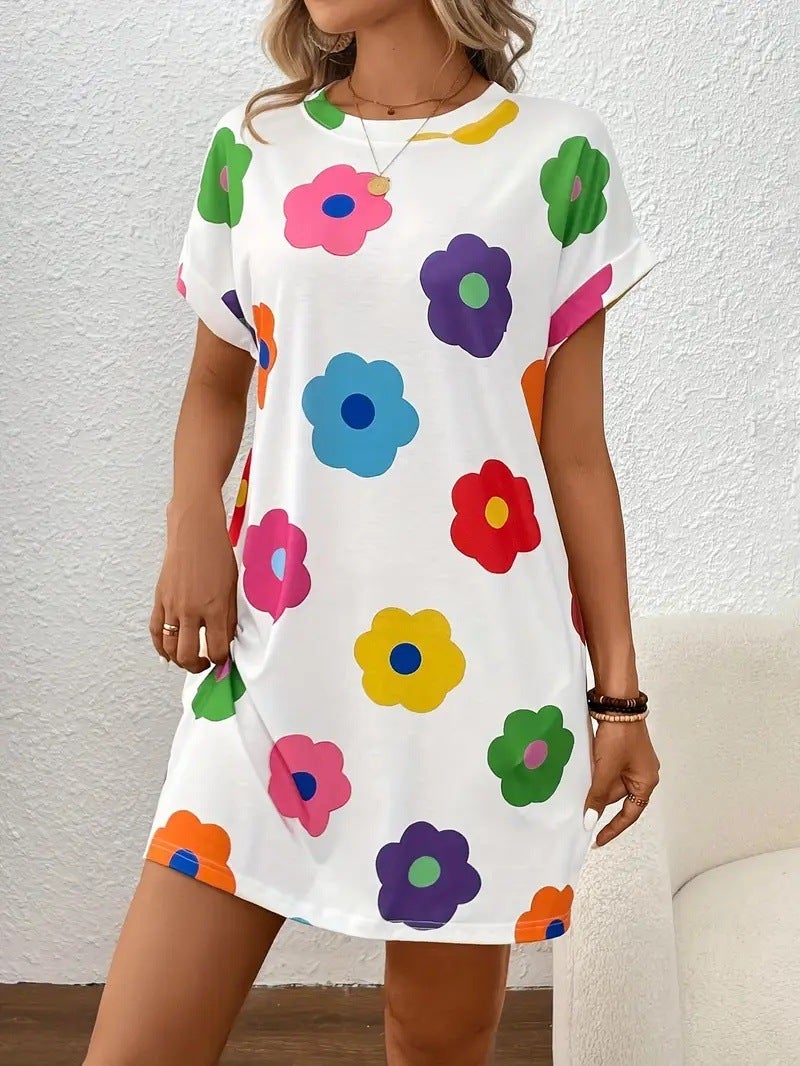 2025 New Wish Popular Women'S Flower Printing Short Sleeve Women'S T-Shirt - Image 4