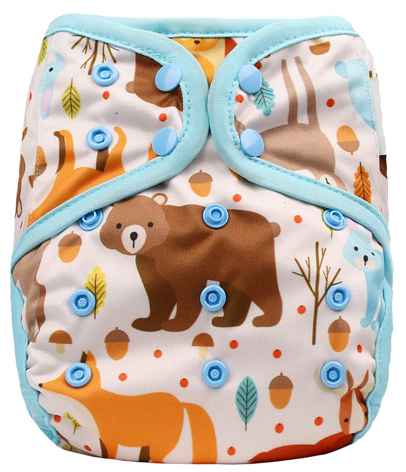 OsoCozy One Size Cloth Diaper Covers - Adjustable Snap Fit & Double Leg Gussets for Baby Boys & Girls from 8-35 Pounds. Use with Prefold, Flat or Fitted Cloth Diapers or Snap-in Inserts. - Image 1
