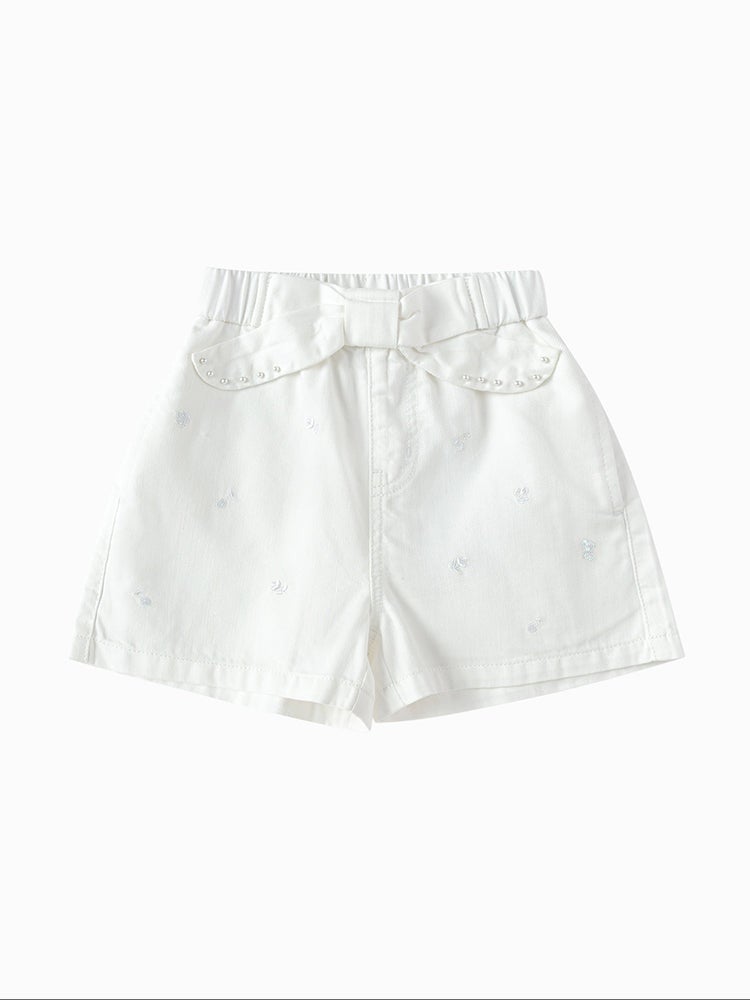 بالابالا شورت مع تطريز وخرز لؤلؤي للبنات - Image 1