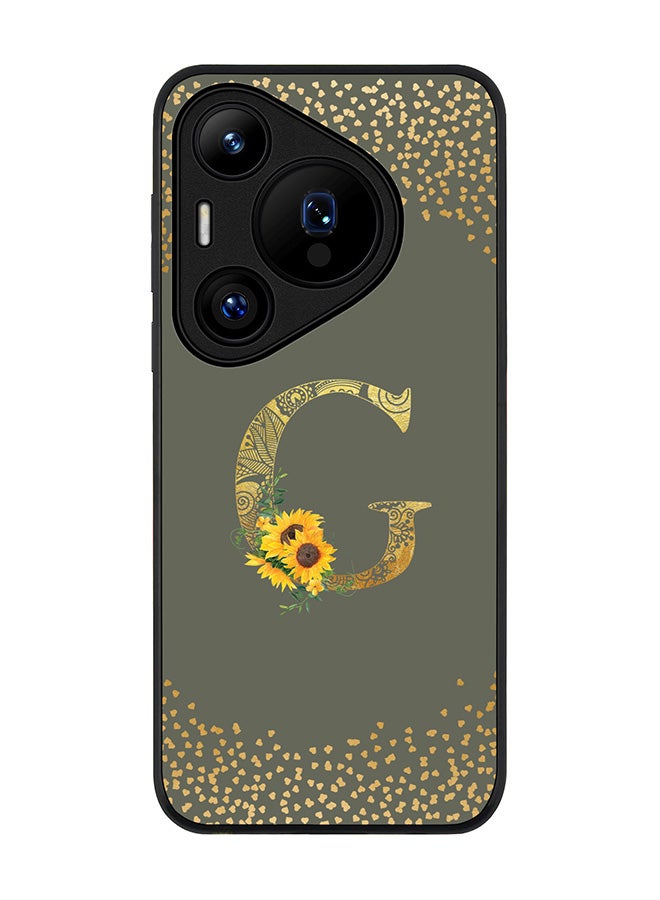 Stylizedd Rugged Black edge case for Huawei Pura 70 Pro / Huawei Pura 70 Pro Plus Case Cover Monogram Initial Letter Floral Pattern Alphabet- G (Olive Green) - Image 1