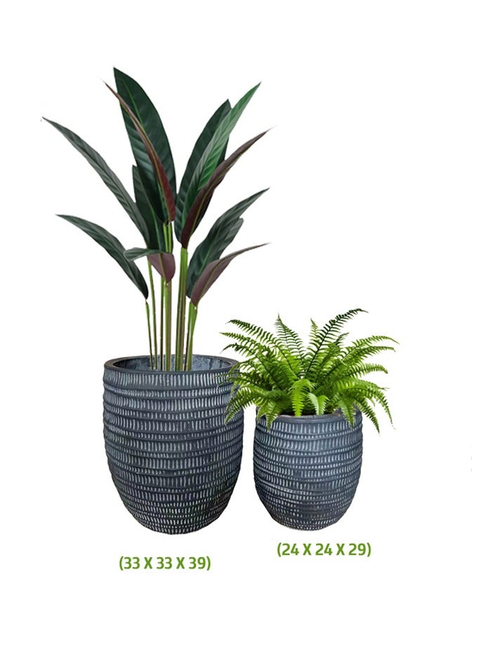 DRAMA HOME Plant and Tree Pot Set – Cement, Natural Stone & Fiber Blend – Elegant Design with a Natural Touch in Every Corner  - Image 1