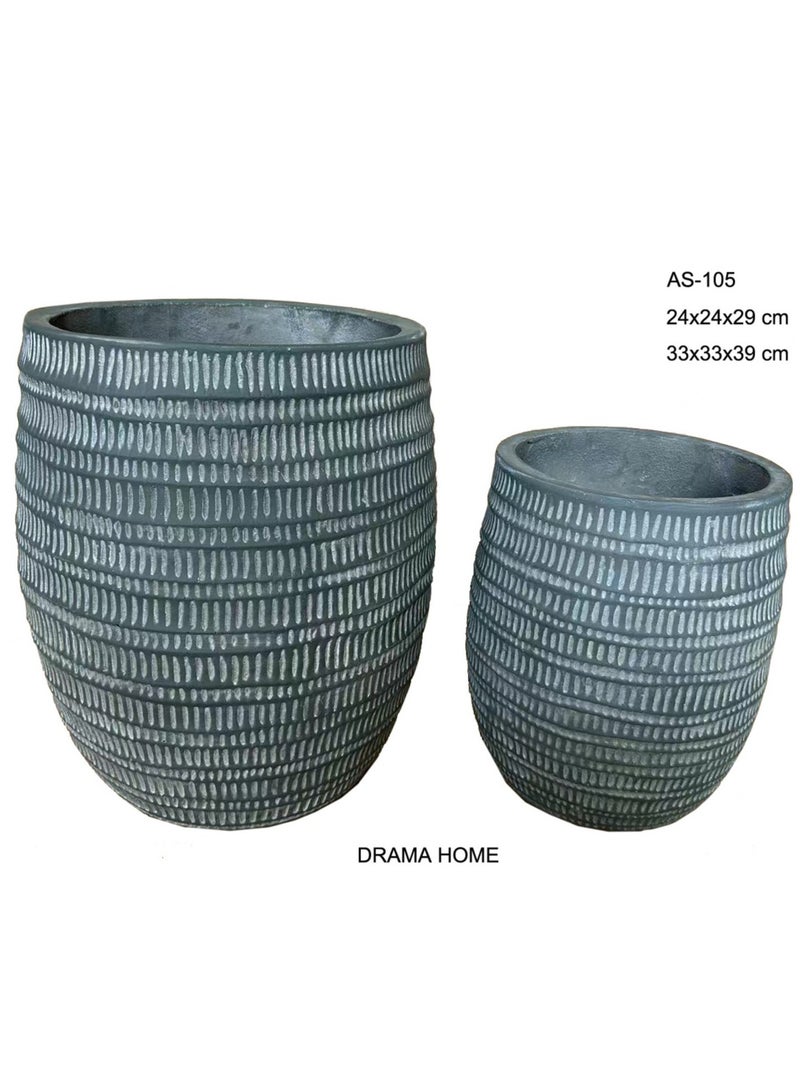 DRAMA HOME Plant and Tree Pot Set – Cement, Natural Stone & Fiber Blend – Elegant Design with a Natural Touch in Every Corner  - Image 2