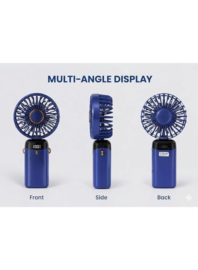 Portable Fan, Hand Held Fan Mini USB Fan Personal Fan Travel Fan Rechargeable Fan Foldable Small Fan Desk Fan 5 Speeds for Travel/Camping/Outdoor/Office - Image 3