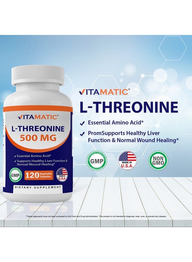 Vitamatic L-Threonine 500mg - 120 Vegetable Capsules Promotes Healthy Liver, Cardiovascular & Structural Function - Image 3