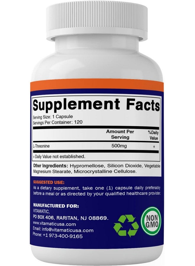 Vitamatic L-Threonine 500mg - 120 Vegetable Capsules Promotes Healthy Liver, Cardiovascular & Structural Function - Image 5
