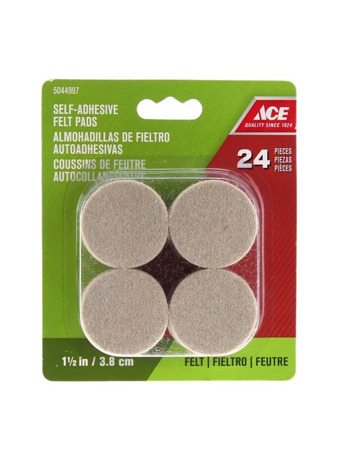 ACE 24-Piece Self-Adhesive Heavy-Duty Easy Installing Round Protective Felt Pads Beige 3.8cm - Image 1
