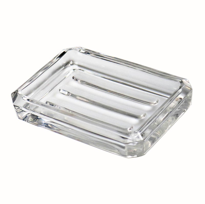 Clear Glass Soap Dish Heavy Soap Holder for Bathroom Sink and Kitchen