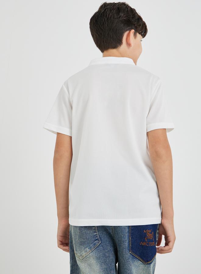 Styli Embroidered Mandarin Collar Buttoned T-Shirt - Image 4