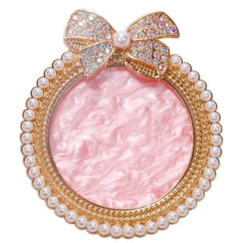 ForSewian Resin Nail Art Palette, Nail Art Painting Mixed Color Palette, Bow Decorated with Rhinestones and Pearls Nail Art Display Board (Golden) - Image 1