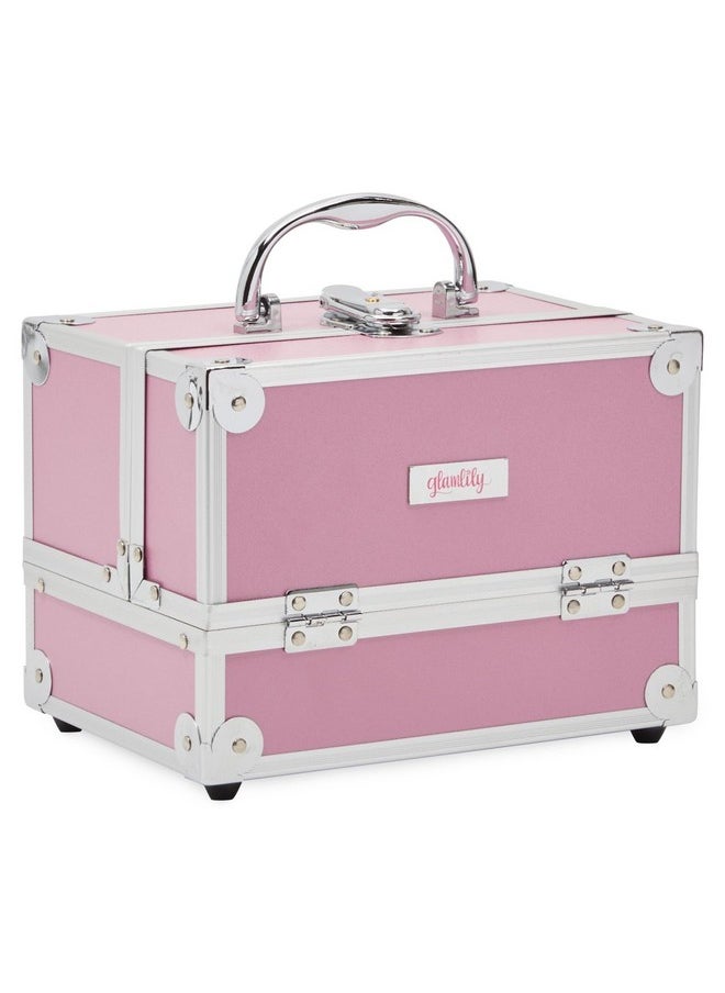 Pink Makeup Train Case With Lock And 2 Keys, 3-Tier Cosmetic Storage Box - pzsku/Z7661FE683A26CAED9273Z/45/_/1733729664/b02c55fb-abd2-444f-8d7f-9ceec75dd97f