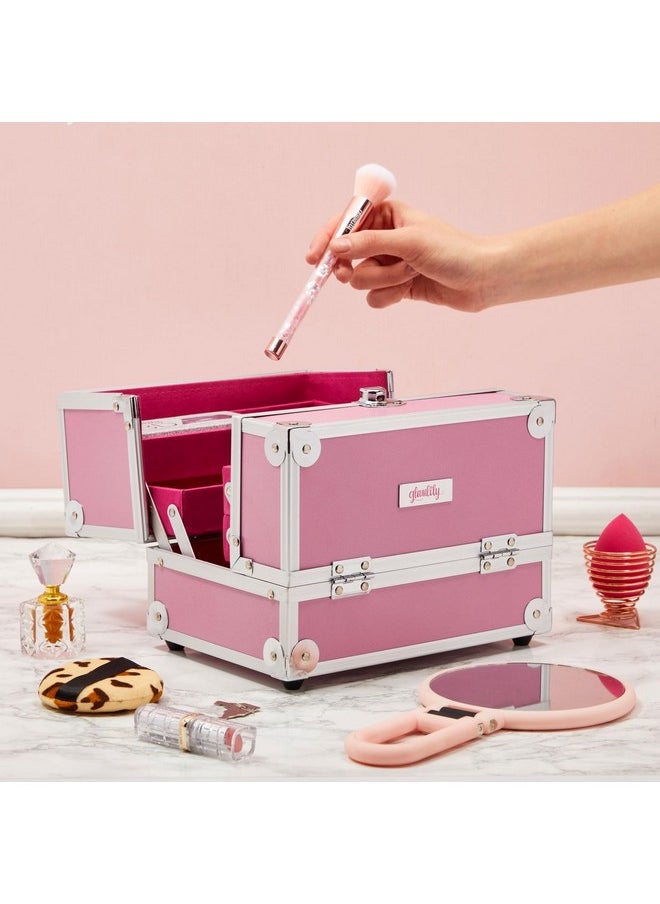 Pink Makeup Train Case With Lock And 2 Keys, 3-Tier Cosmetic Storage Box - pzsku/Z7661FE683A26CAED9273Z/45/_/1733729666/c2e60a15-df30-4855-a322-0dc939131b53