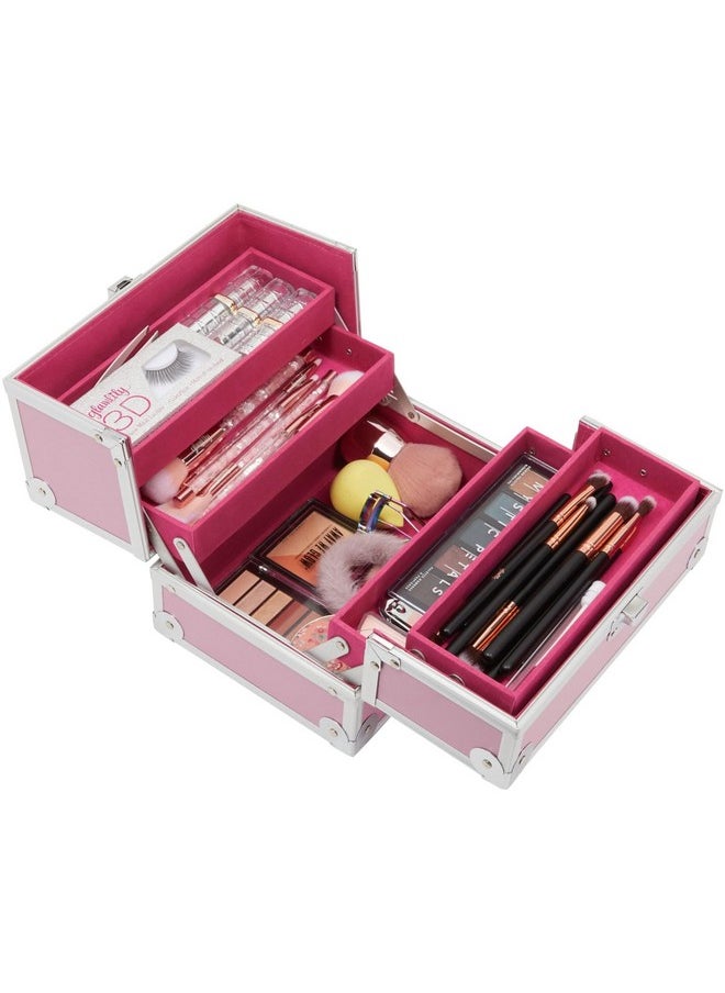 Pink Makeup Train Case With Lock And 2 Keys, 3-Tier Cosmetic Storage Box - pzsku/Z7661FE683A26CAED9273Z/45/_/1733729667/cbf0075b-955c-4a70-851c-ec2193d7cea0