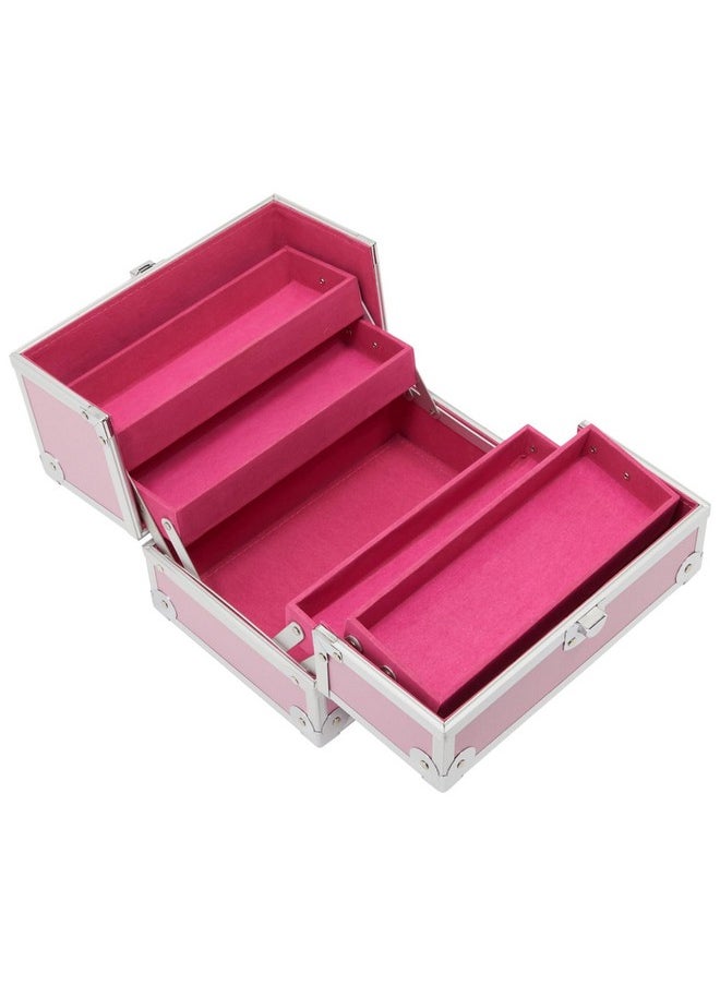 Pink Makeup Train Case With Lock And 2 Keys, 3-Tier Cosmetic Storage Box - pzsku/Z7661FE683A26CAED9273Z/45/_/1733729668/499b37c1-d0a5-4340-8660-5bc6fe518a50