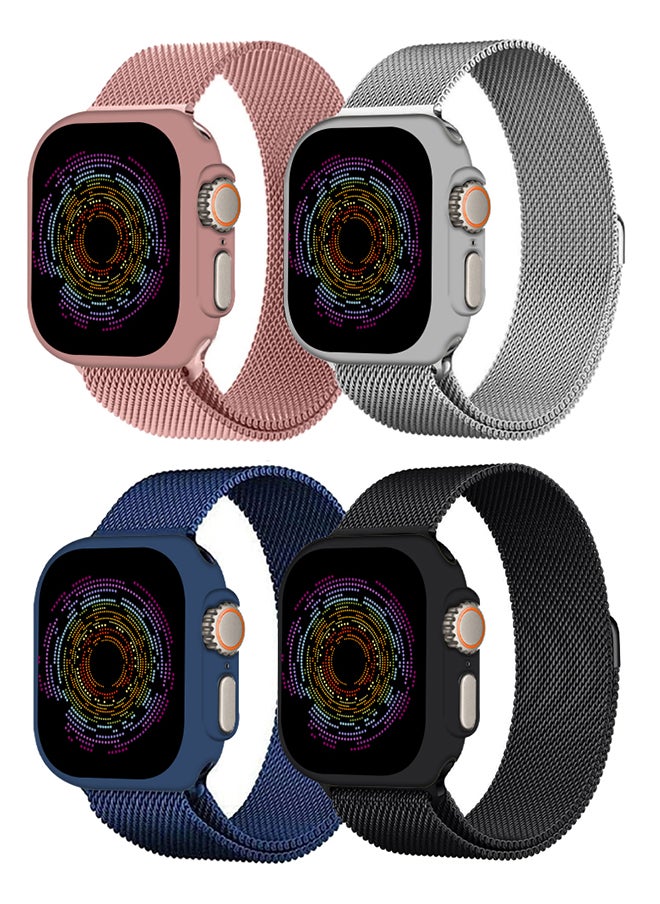 CATANES - 4 Pack Stainless Steel Milanese Loop Compatible with Apple Watch Band 42mm 44mm 45mm 49mm men and women Mesh Loop Magnetic Clasp Replacement for iWatch Bands Ultra2/Ultra/Series 9 8 7 SE 6 5 4 3 2 1 - Image 1