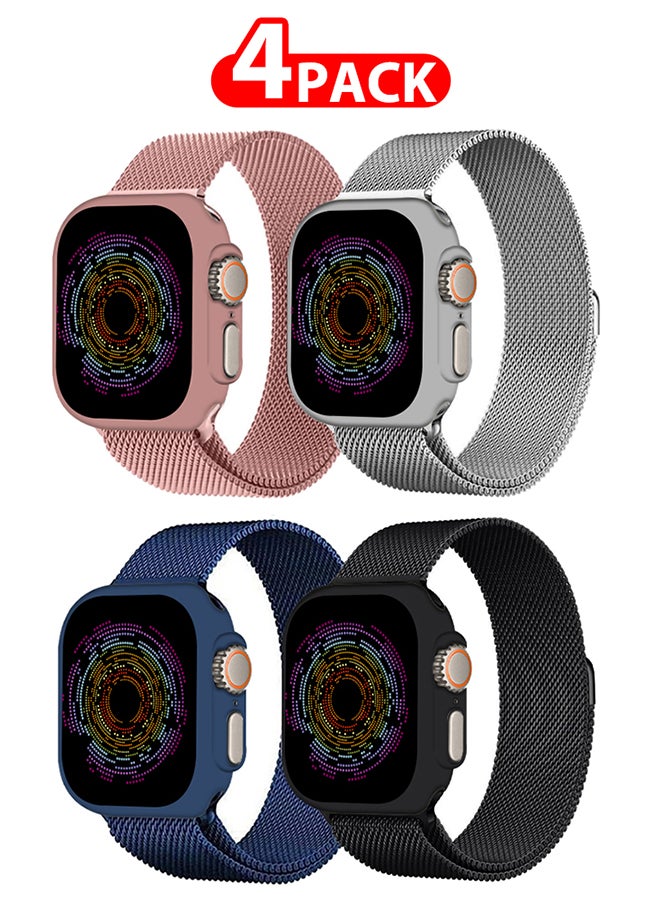 CATANES - 4 Pack Stainless Steel Milanese Loop Compatible with Apple Watch Band 42mm 44mm 45mm 49mm men and women Mesh Loop Magnetic Clasp Replacement for iWatch Bands Ultra2/Ultra/Series 9 8 7 SE 6 5 4 3 2 1 - Image 1