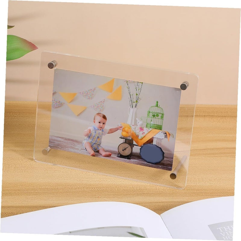 ABOOFAN 2pcs Acrylic Photo Frame Small Picture Frames with Rounded Corners 6-inch A6 (103x153mm) Desk Display for Postcards and Photos Home Office Decoration - Image 4
