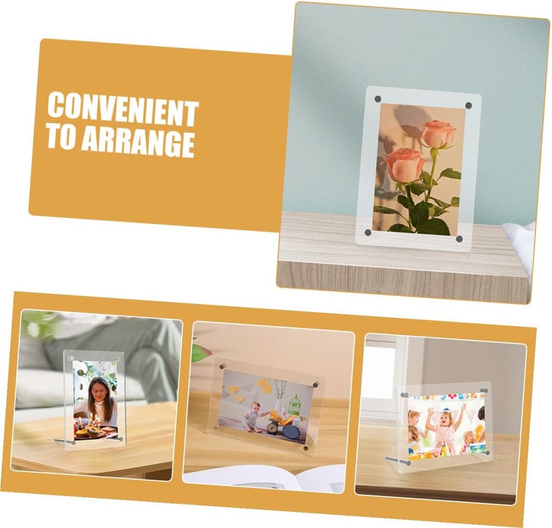 ABOOFAN 2pcs Acrylic Photo Frame Small Picture Frames with Rounded Corners 6-inch A6 (103x153mm) Desk Display for Postcards and Photos Home Office Decoration - Image 3