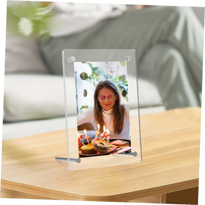 ABOOFAN 2pcs Acrylic Photo Frame Small Picture Frames with Rounded Corners 6-inch A6 (103x153mm) Desk Display for Postcards and Photos Home Office Decoration - Image 5