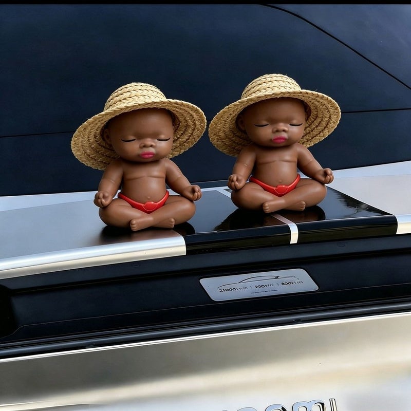 Natalie Car Dashboard Figurine Black Doll - Image 1