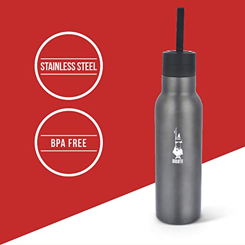 Bialetti - Stainless-steel Water Bottle 25oz: Double-Layered Vacuum Insulated, Keeps Drink Cold for 24 Hours and Hot for 12 Hours, Dark Grey - Image 4