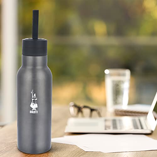 Bialetti - Stainless-steel Water Bottle 25oz: Double-Layered Vacuum Insulated, Keeps Drink Cold for 24 Hours and Hot for 12 Hours, Dark Grey - Image 2