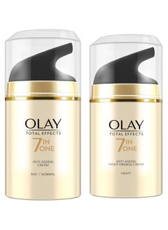 Olay Olay Total Effects Slay All Day Pack - Day Cream 50gm + Night Cream 50 gm| Fights 7 Signs of Ageing | With Niacinamide and Green Tea Extracts | Normal, Oily, Dry, Combination Skin | Pack of 2  - Image 1