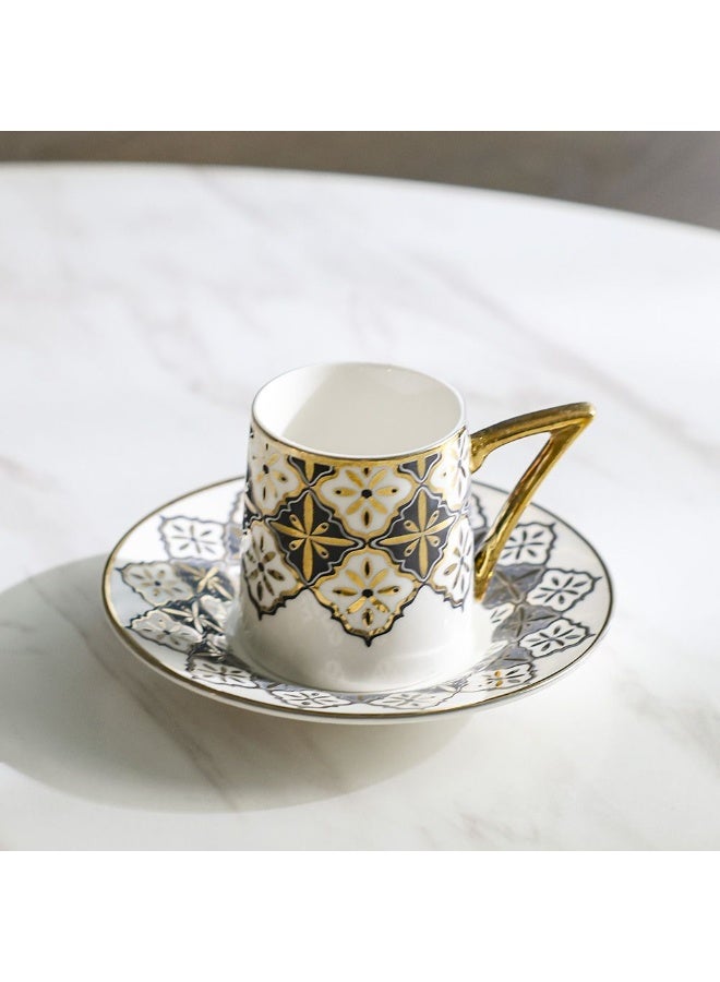 Majestic Majestic Crossline 12 Piece New Bone China Coffee Cup Set Elegant and Durable Coffee Cups Ideal for Coffee Tea Special Occasions and Gifting Stylish Home Set White/Black/Gold 90 ml Serve 6  - Image 4