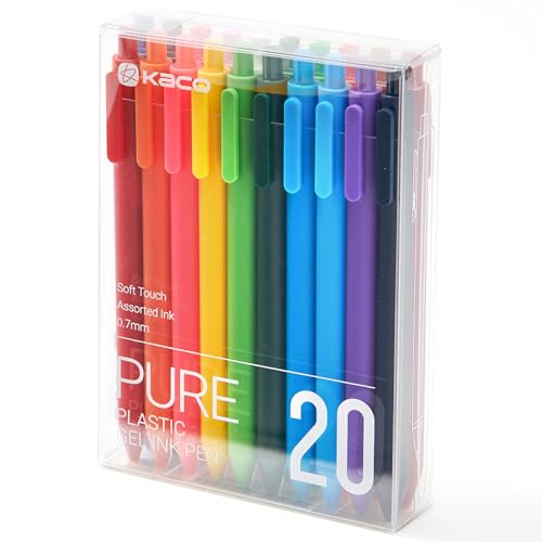 Kaco PURE Gel Pens Assorted Color Ink 20 Pieces 0.7mm, Medium Point, Aesthetic Cute Stationery Pens for Journaling Note Taking Pens - Image 1