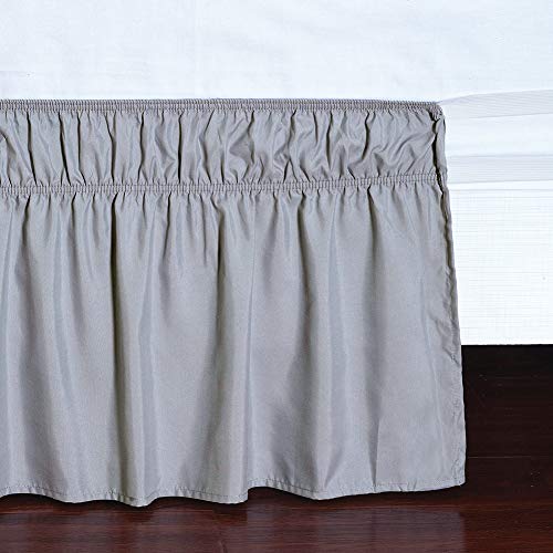 MEILA Wrap Around Bed Skirt Three Fabric Sides Elastic Dust Ruffled 16 Inch Tailored Drop,Easy to Install Fade Resistant-Grey, Twin/Full - Image 5