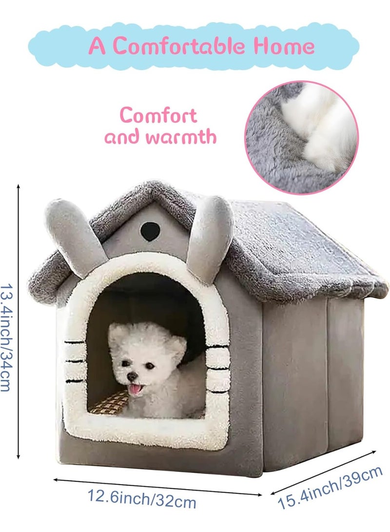 هوميفاي سرير قطط فخم، سرير كلاب مع وسادة قابلة للإزالة والغسل، بيت للحيوانات الأليفة ناعم ودافئ، بيت قطط لطيف داخلي بحجم 39*32*34 سم - Image 2