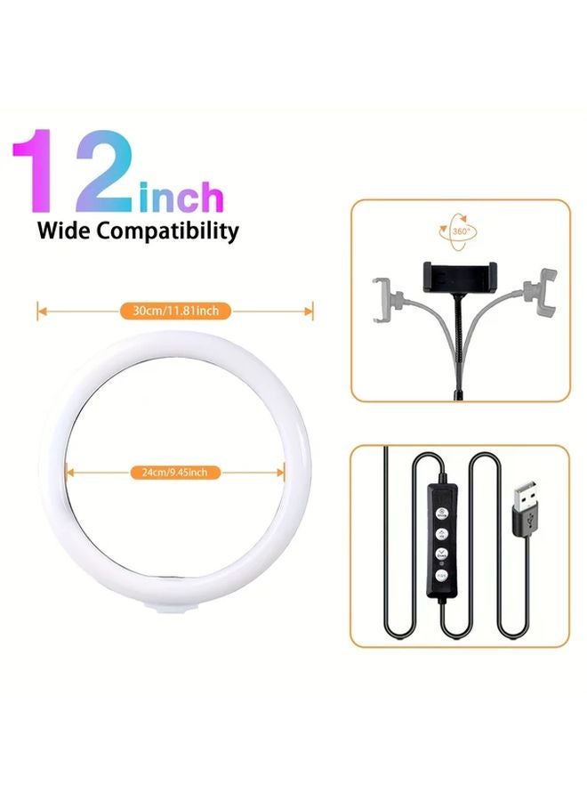 ضوء حلقة سيلفي RGB أسود 12 بوصة مع حامل ثلاثي الأرجل 160 سم للبث المباشر - Image 4