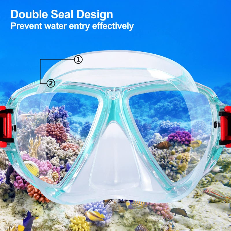 EXP VISION Snorkel Diving Mask Panoramic HD Swim Mask, Anti-Fog Scuba Diving Goggles,Tempered Glass Dive Mask Adult Youth Swim Goggles with Nose Cover for Diving, Snorkeling, Swimming (Lake Green) - Image 4