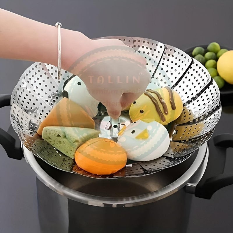 Premium Folding Steamer - Convenient and Stylish Solution for Cooking Healthy Dishes with Exceptional Material Quality and Two Size Options (Silver., Small size.) - Image 5