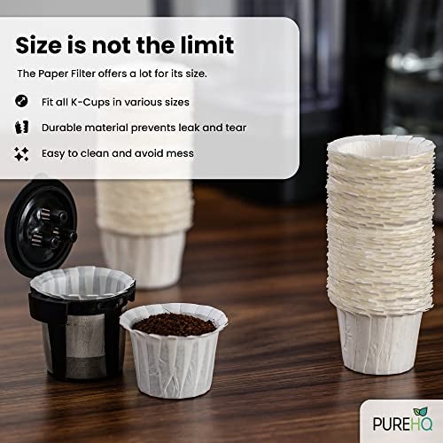 PUREHQ 100 Disposable Coffee Filters - Keurig Paper Filters for K Cup - Fits Keurig Brewers, K Supreme, K Slim and Ninja Reusable K-Cup Coffee Pods - Single Serve Filter, Sediment-Free, White - Image 2