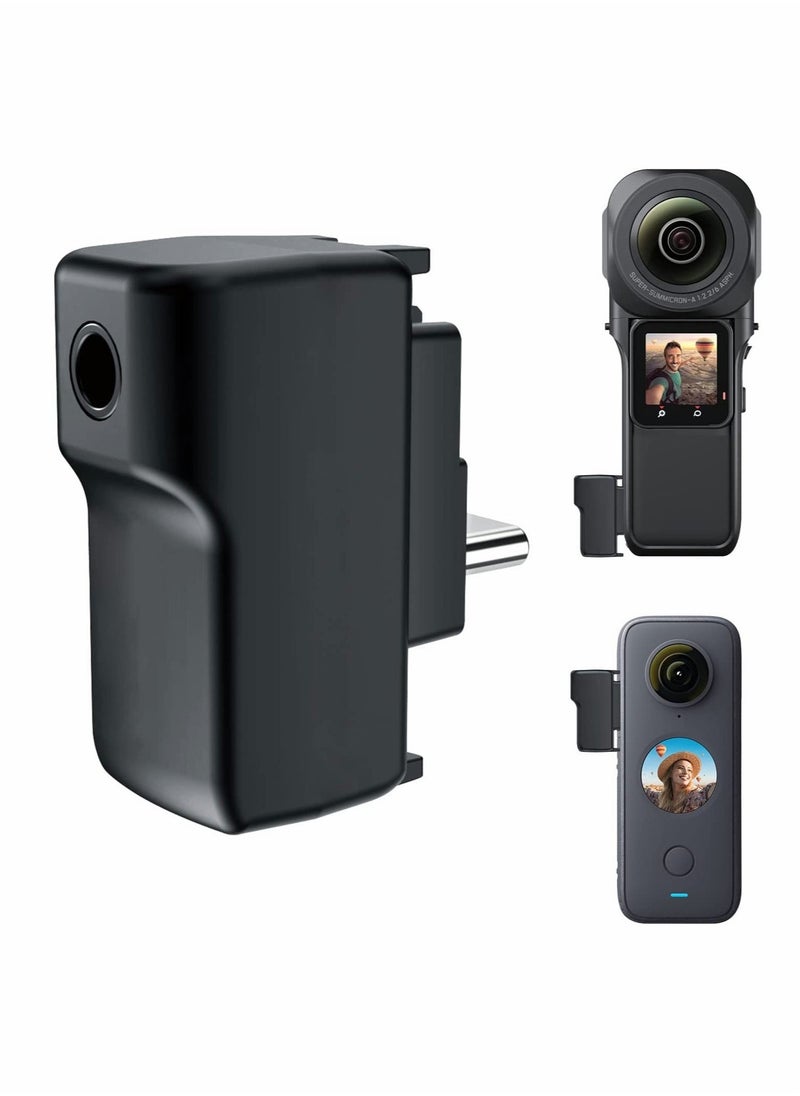 ONE X2 Dual Mic Adapter, Upgraded 3.5mm Input Mic Compatible with Insta360 ONE RS 1 Inch X2 Extrenal Microphones and USB-C Port, Insta360 ONE X2 Mic Action Camera Accesories - Image 1