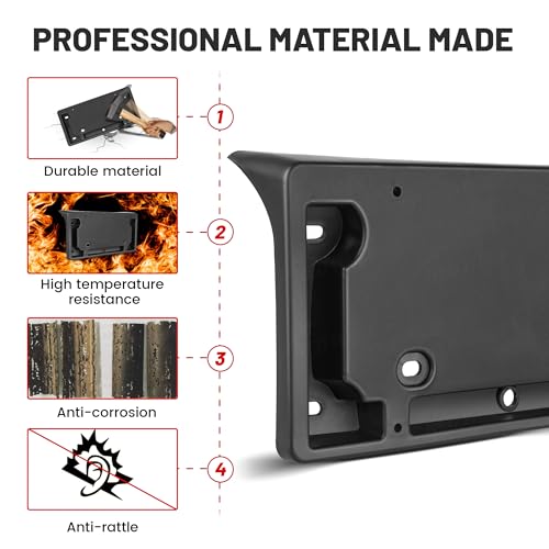 RED WOLF حامل لوحة الترخيص RED WOLF الأمامي لسيارة تسلا موديل 3 من 2017-2023، يتطلب حفر ثقوب، يتضمن مجموعة حامل لوحة الترخيص، البراغي، الغسالات، والمفتاح، باللون الأسود - Image 5