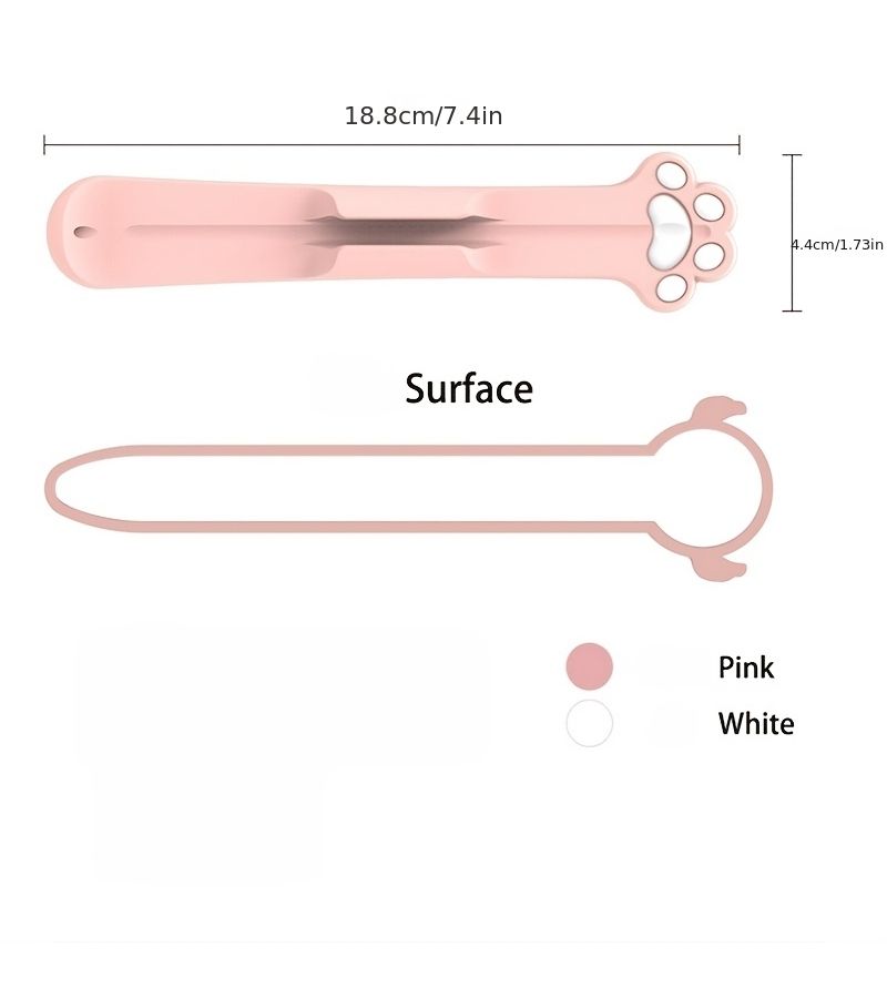 Universal Silicone Stylus Holder Compatible with Apple Pencil 1st 2nd 3rd Gen Capacitive Stylus for Samsung S8 S7 Galaxy S11 S9 S10 Xiaomi Huawei Pen Slot Pink Cat Paw Design - Image 3