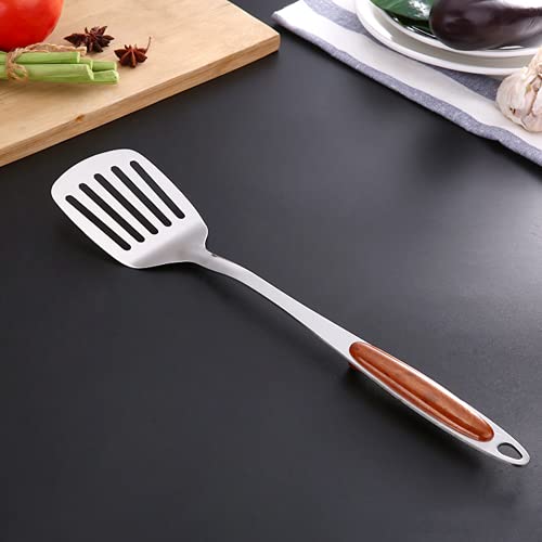 pepplo® Stainless Steel Spatula with PlasticHandle, Slotted BBQ Turner, Perfect for Grilling, Scraping, Turning Meat, Mixing Scrambled Eggs, Flipping Burgers, Comfortable Handle, 14.5Inch - Image 1