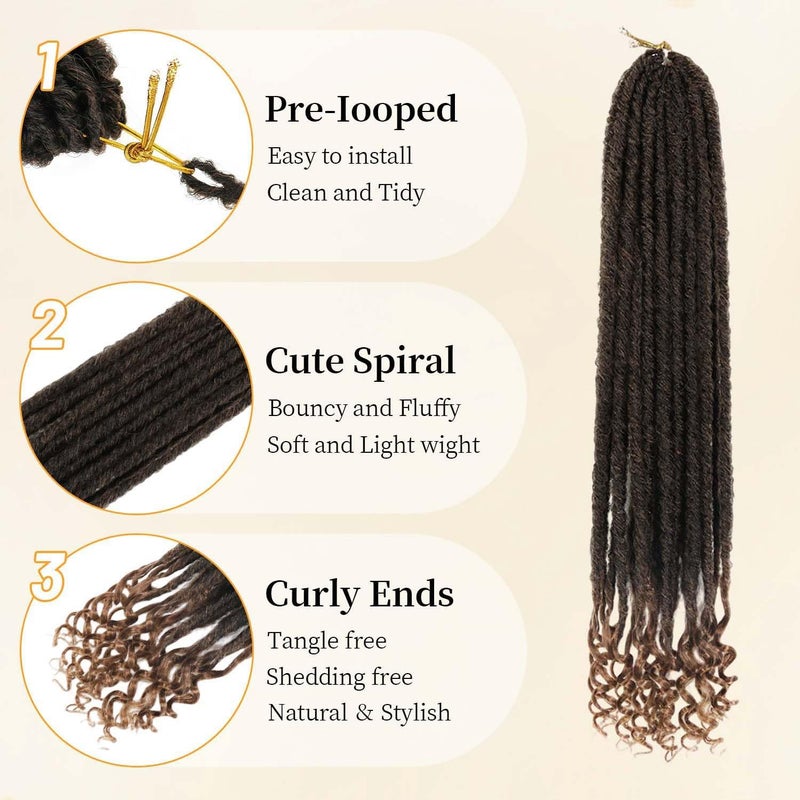 MODERN QUEEN 6 Packs Goddess Locs Crochet Hair, 20 Inch Straight Faux Locs Crochet Braids, Pre-Looped Curly Soft Synthetic Ombre Braiding Hair Extensions for Black Women(20 Inch, 6 Packs, 1B/30#) - Image 5