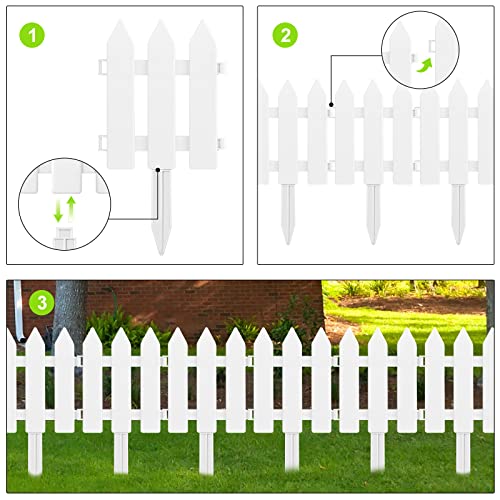 ELECLAND Garden Fence with 6 Pieces Fence Insert White Plastic Fence Garden Picket Fence Edgings Lawn Flowerbeds Plant Borders Decorative Garden Yard (12) - Image 3