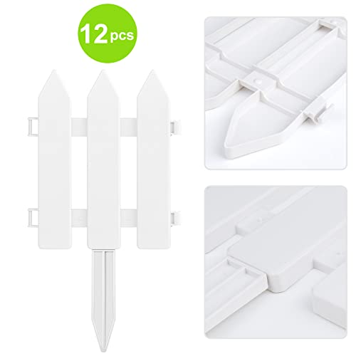 ELECLAND Garden Fence with 6 Pieces Fence Insert White Plastic Fence Garden Picket Fence Edgings Lawn Flowerbeds Plant Borders Decorative Garden Yard (12) - Image 4