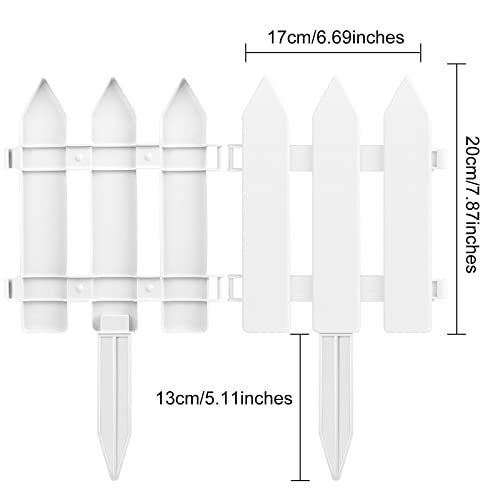 ELECLAND Garden Fence with 6 Pieces Fence Insert White Plastic Fence Garden Picket Fence Edgings Lawn Flowerbeds Plant Borders Decorative Garden Yard (12) - Image 2
