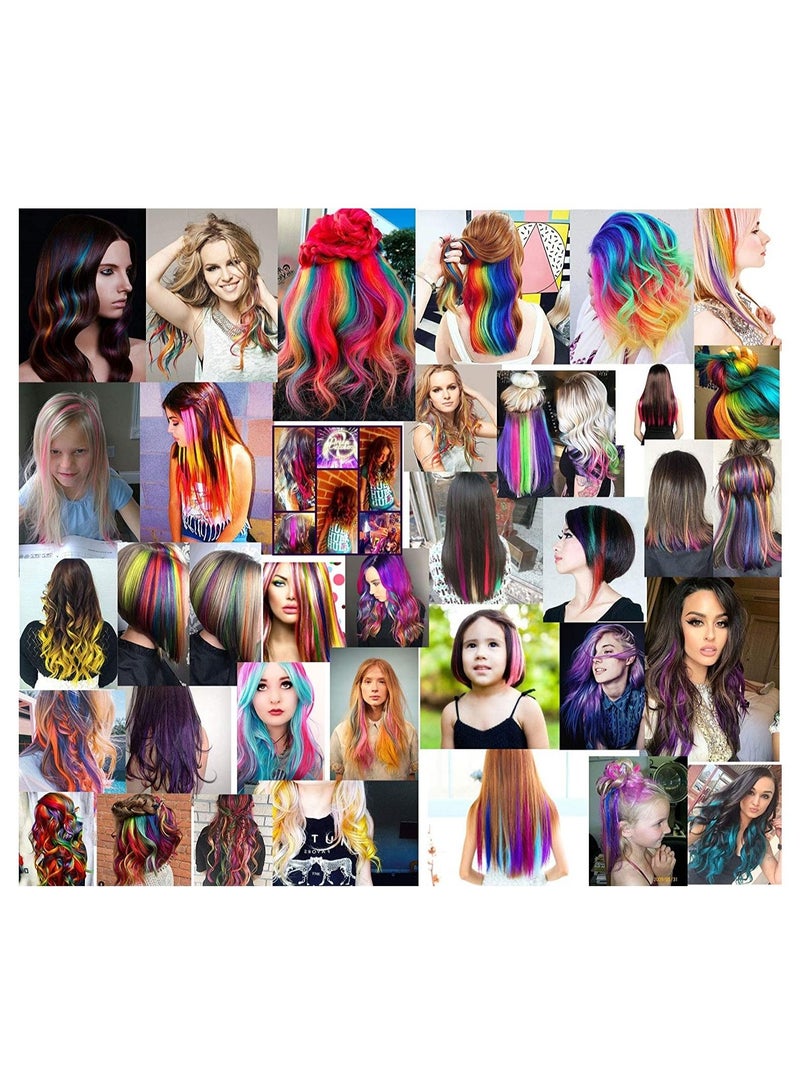 Estelle Girlish Colors Fashion Hair Accessories Clip In On Rainbow Wig Pieces for Amercian Girls and Teens Colored Hair Extension Party Highlight Multiple Colors Hairpieces Mixed Color - Image 2