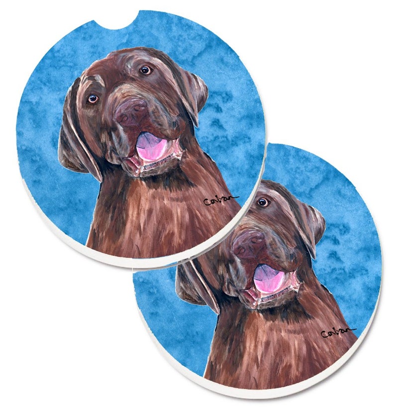 Caroline's Treasures SC9127BUCARC Blue Labrador Set of 2 Cup Holder Car Coasters Absorbent Sandstone Coasters for Car Cup Holders Gifts for Men or Women  Large  Multicolor