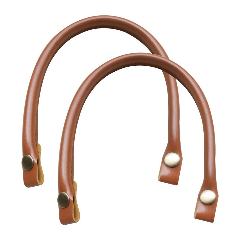 Semetall Replacement Straps for Handbags 2 Pcs 0.5'' Wide 15.7" PU Leather Handbag Handles Brown Replacement Purse Strap,Leather Handles for Bags