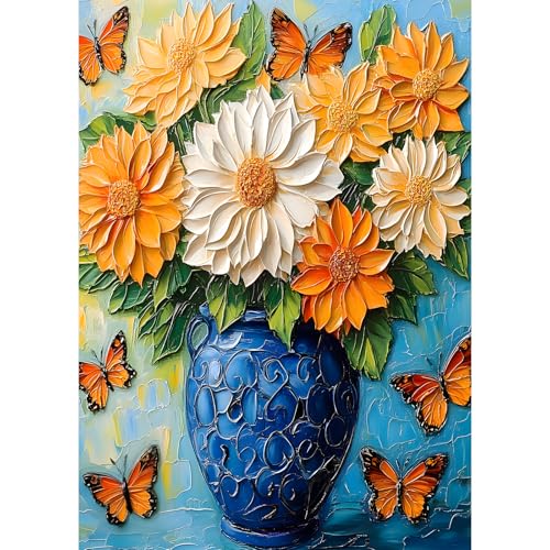 WSCXSC Puzzles for Adults 1000 Pieces1000 Piece Puzzle Vase with Beautiful Flowers Jigsaw Puzzles 1000 Pieces Adult Puzzles Games Unique Cool Puzzle Challenging Family Game Great Gift Idea 28x20 in - Image 1