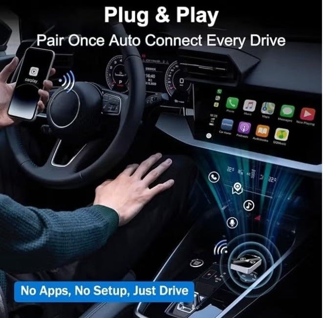 محول كاربلاي لاسلكي صغير، ترقي3 في 1 مع AirPlay لتحويل الكاربلاي السلكي إلى لاسلكي، انعكاس الشاشة، اتصال تلقائي، وبدون تأخير - Image 5