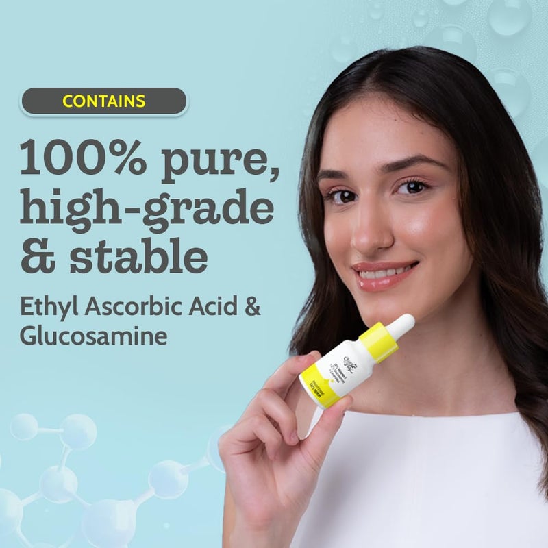 Chemist At Play 10 Vitamin C Face Serum Brightens Gives Glow Fades Dark Spots Treats Hyperpigmentation Balances Melanin Production Ethyl Ascorbic Acid Glucosamine For Oily Combination Sensitive Skin Types Beginner Friendly Highly Stable For All Skin Types For Men Women 10ml - Image 5
