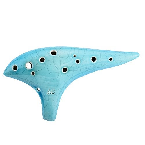 awef “Ocean Notes” 12 Hole Sweet Potato Ocarina Graceful Shape Pottery Ocarina in Alto C (Sea Rose) - Image 2